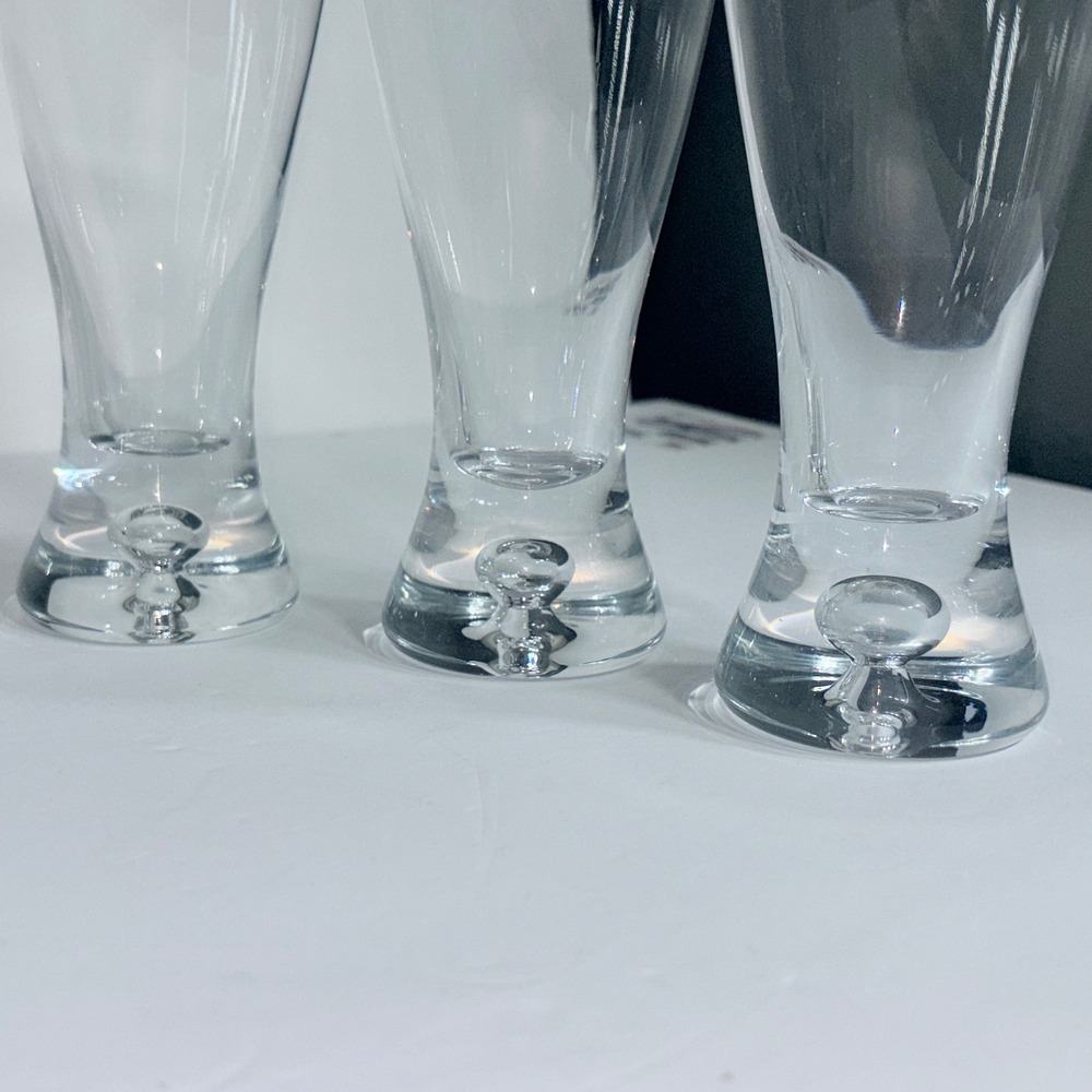 Set of 6 Crate and Barrel Crystal Krosno Bubble Base Pilsner Glasses Poland - Picture 13 of 16